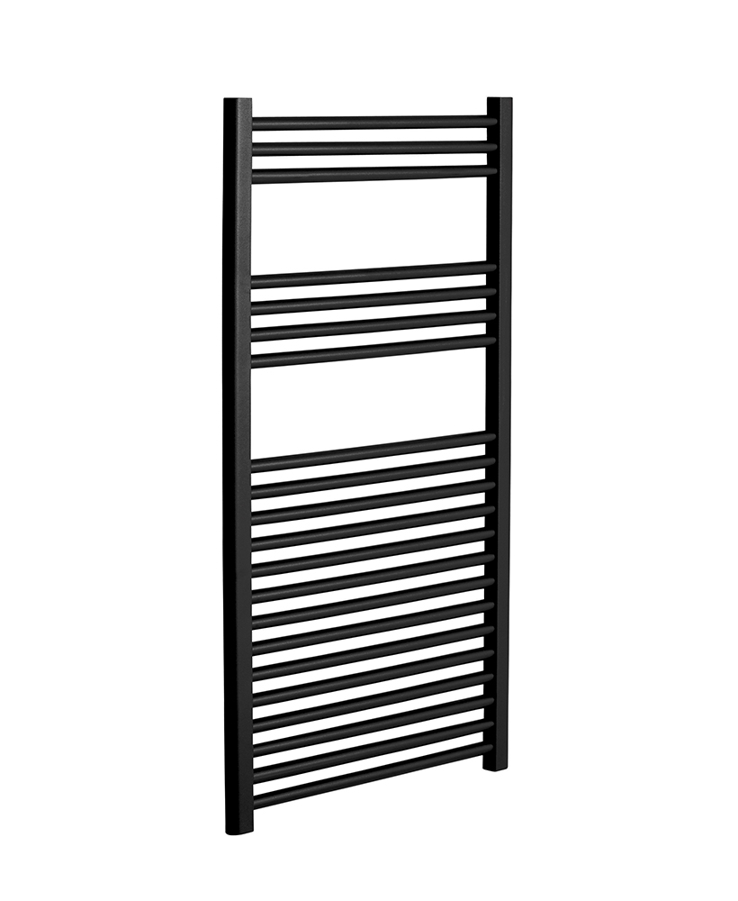 Straight 1200x600 Heated Towel Rail Black