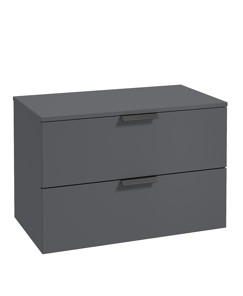 STOCKHOLM Wall Hung 80cm Two Drawer Unit Matt Midnight Grey