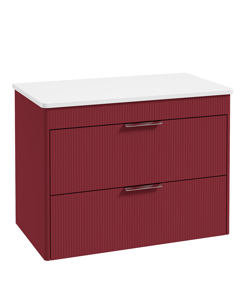 REED 80cm Wall Hung Two Drawer Vanity Unit Ruby Fern