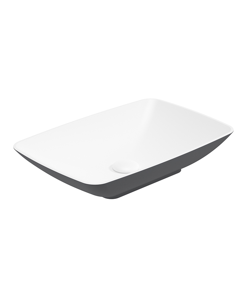 SKAL Rectangle 60cm Countertop Basin White-Midnight Grey