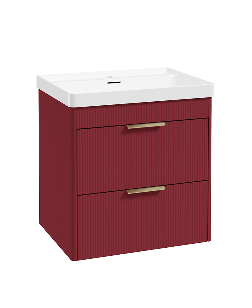 REED Wall Hung 60cm Two Drawer Vanity Unit Ruby Fern & Basin