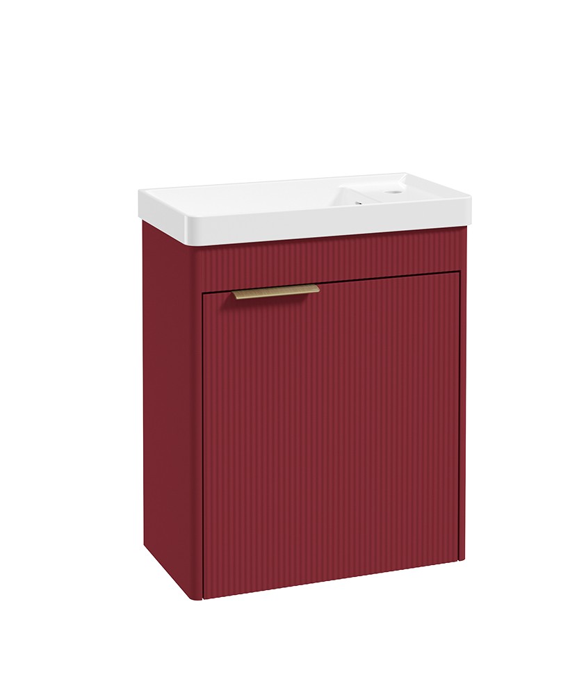 REED Wall Hung 55cm Single Door Cloakroom Vanity Unit Ruby Fern-Brushed Gold Handle