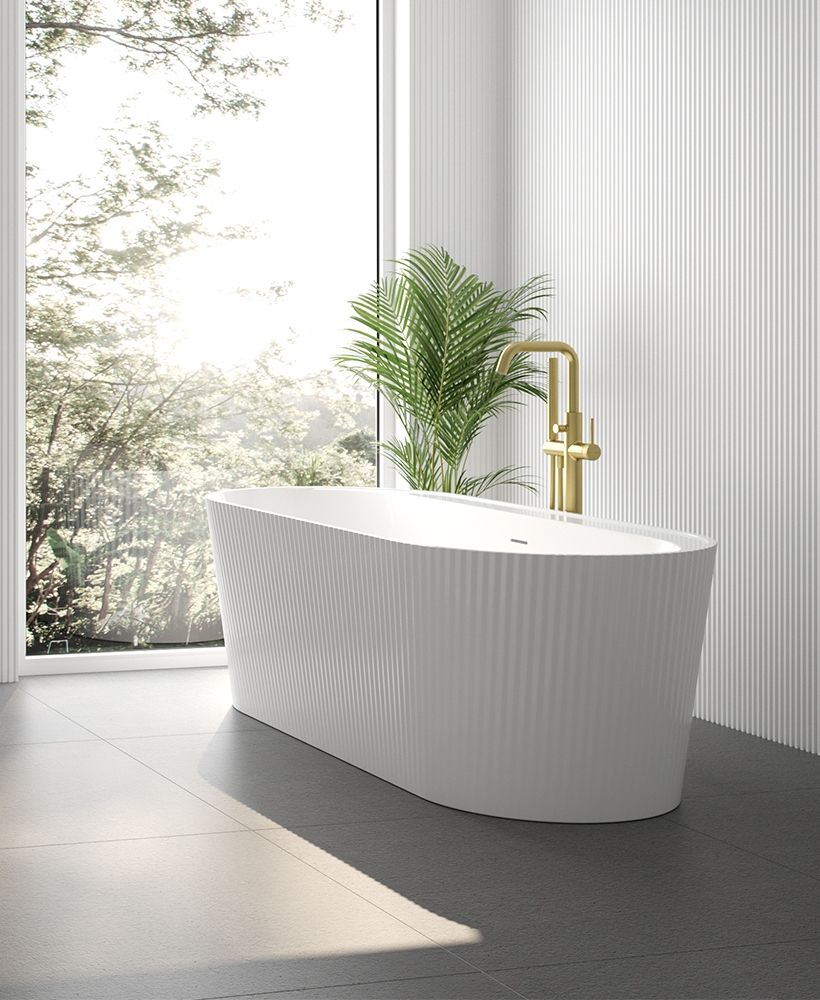 Reed Fluted 1700x750 Freestanding Bath White