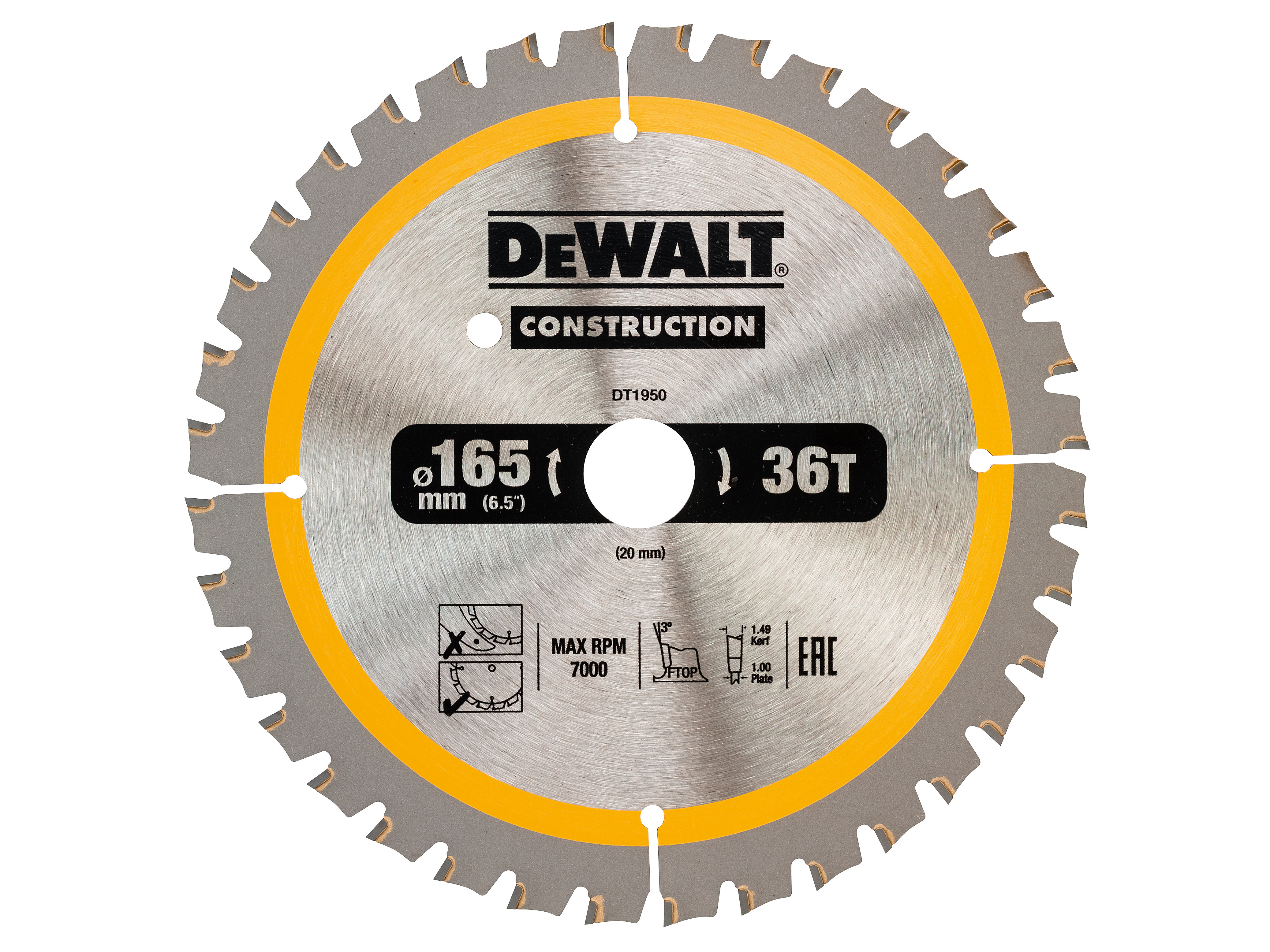 Dewalt 165 x 20mm 36t Construction Circ Saw Blade
