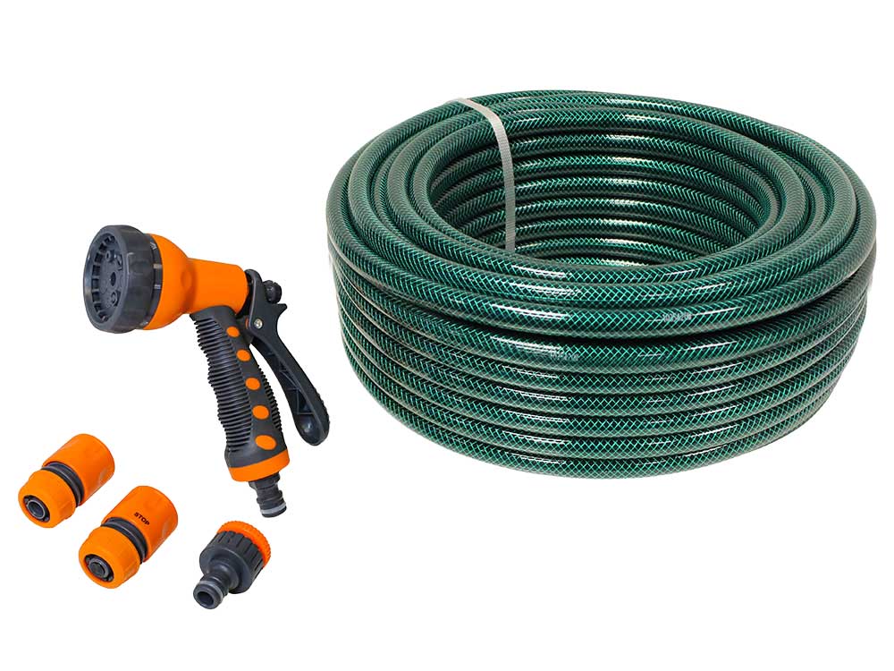 Faithfull PVC Garden Hose 30M with Fittings and Spray Gun