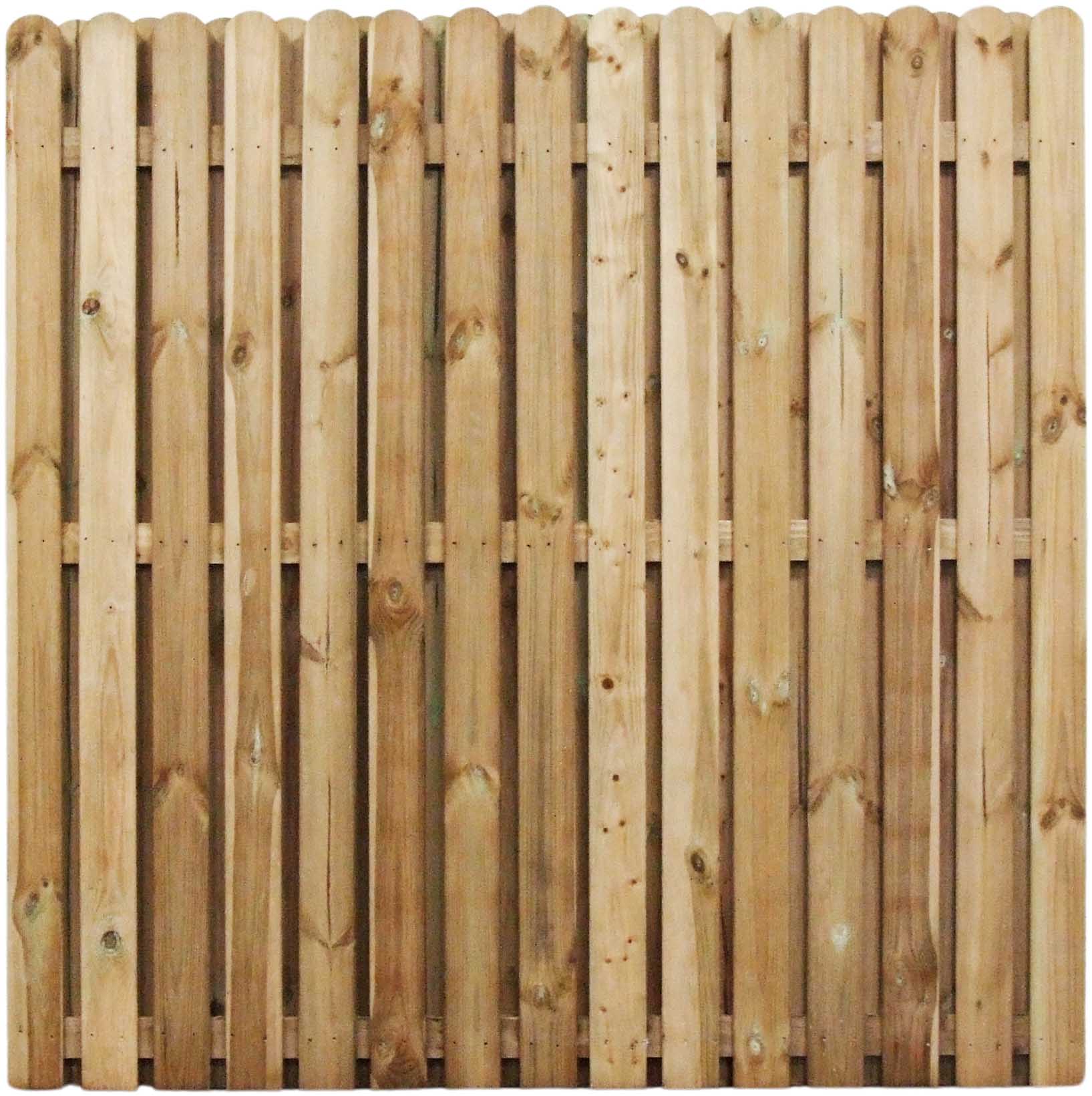 Coolrain Hit & Miss Round Top Double Side Fence Panel - 1.8m x 1.8m