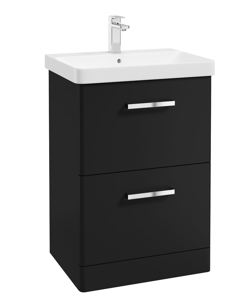 Kora Matt Black 60cm F/S Vanity, hakk Tap & Waste Penna F/Shrouded Wc, Sansa 60 x 80 LED Mirror