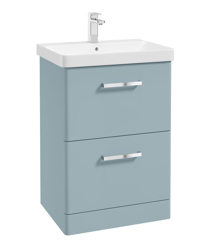Kora Sky Blue 60cm F/S Vanity, Hakk Tap & Waste Penna F/Shrouded Wc, Sansa 60 x 80 LED Mirror