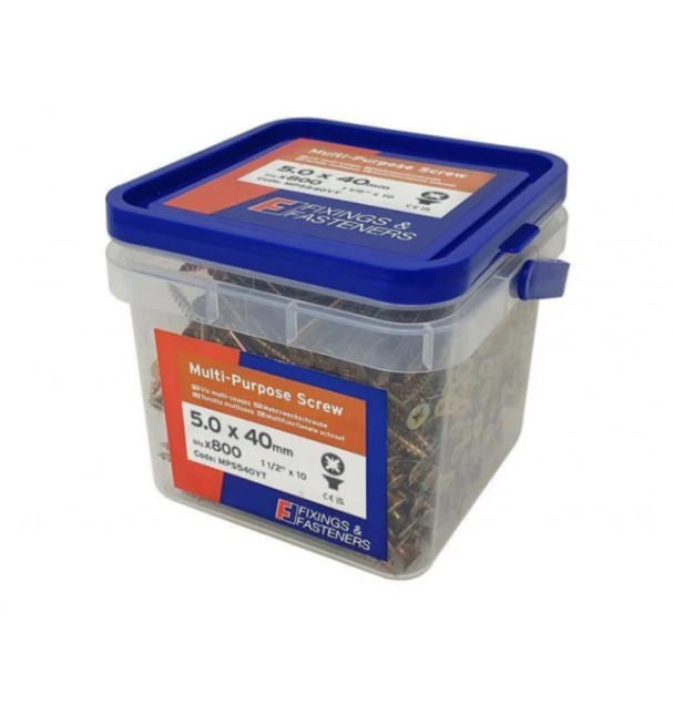 Forgefix Multi-Purpose Screw Zinc Plated 5.0 x 40 FT (800 Tub)