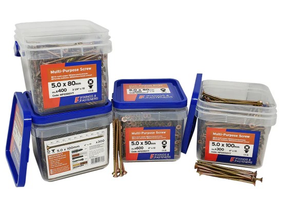 Forgefix Multi Purpose Screw zinc plated 4.0 x 40ft Tub/1200