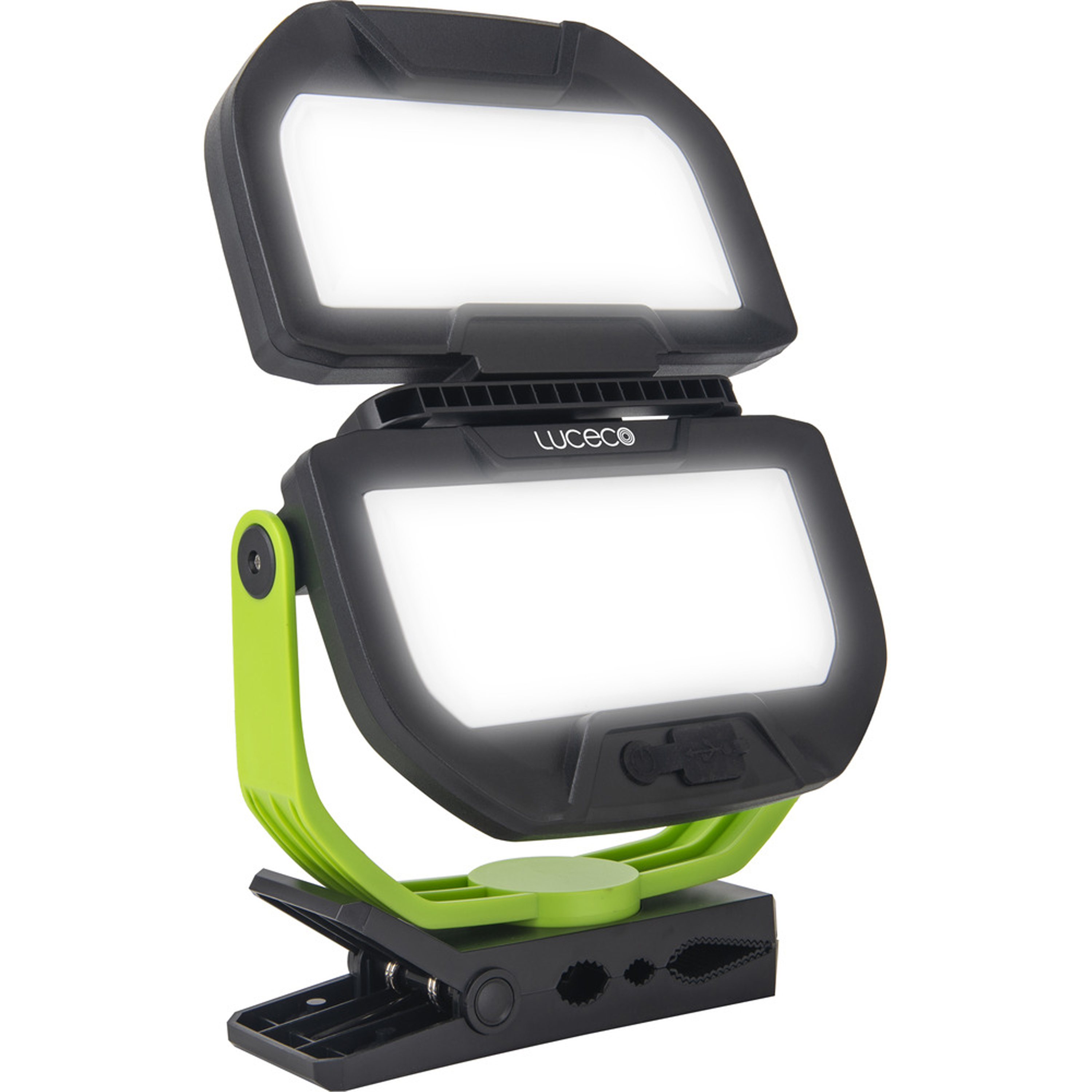 Luceco Rechargeable Twin Panel Folding Worklight with Powerbank 2500lm | LILC250G65-01