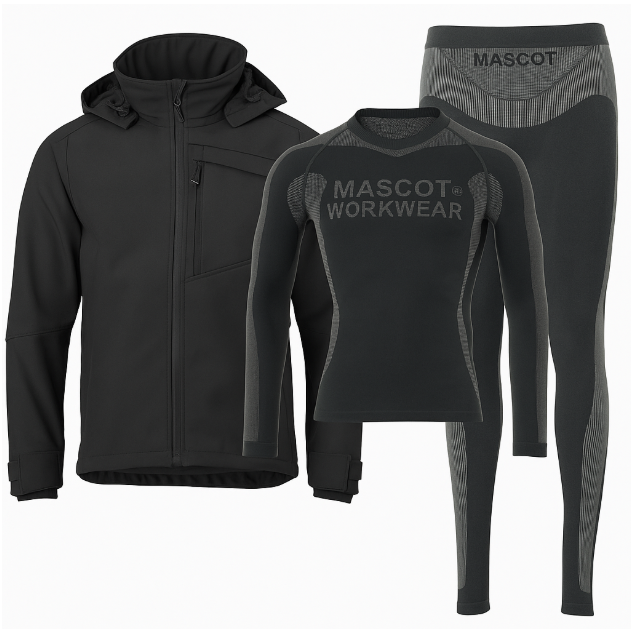 Mascot 23102 Softshell Jacket with Hood XL – Free Undershirt & Under Trousers