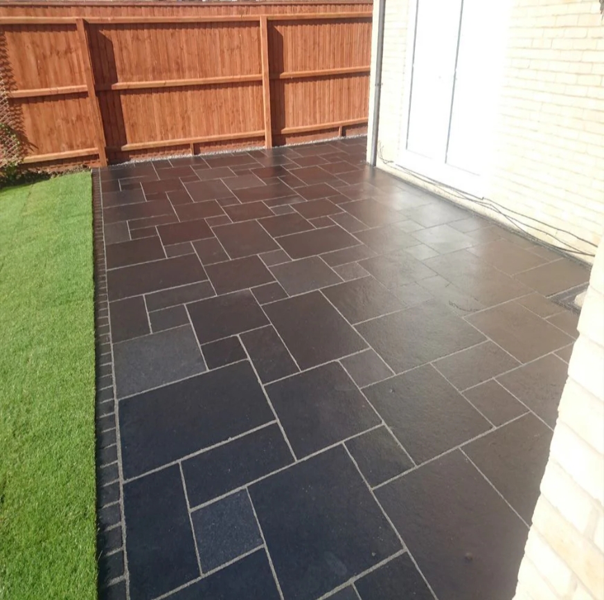 Black Limestone Paving Slabs – 15m² Patio Pack, Mixed Sizes