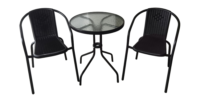 2-Seater Capri Rattan Garden Furniture Balcony Bistro Set with Glass Table | EA78591