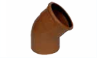 Sewer 225mm x 45 Degree Short Radius Bend Single Socket
