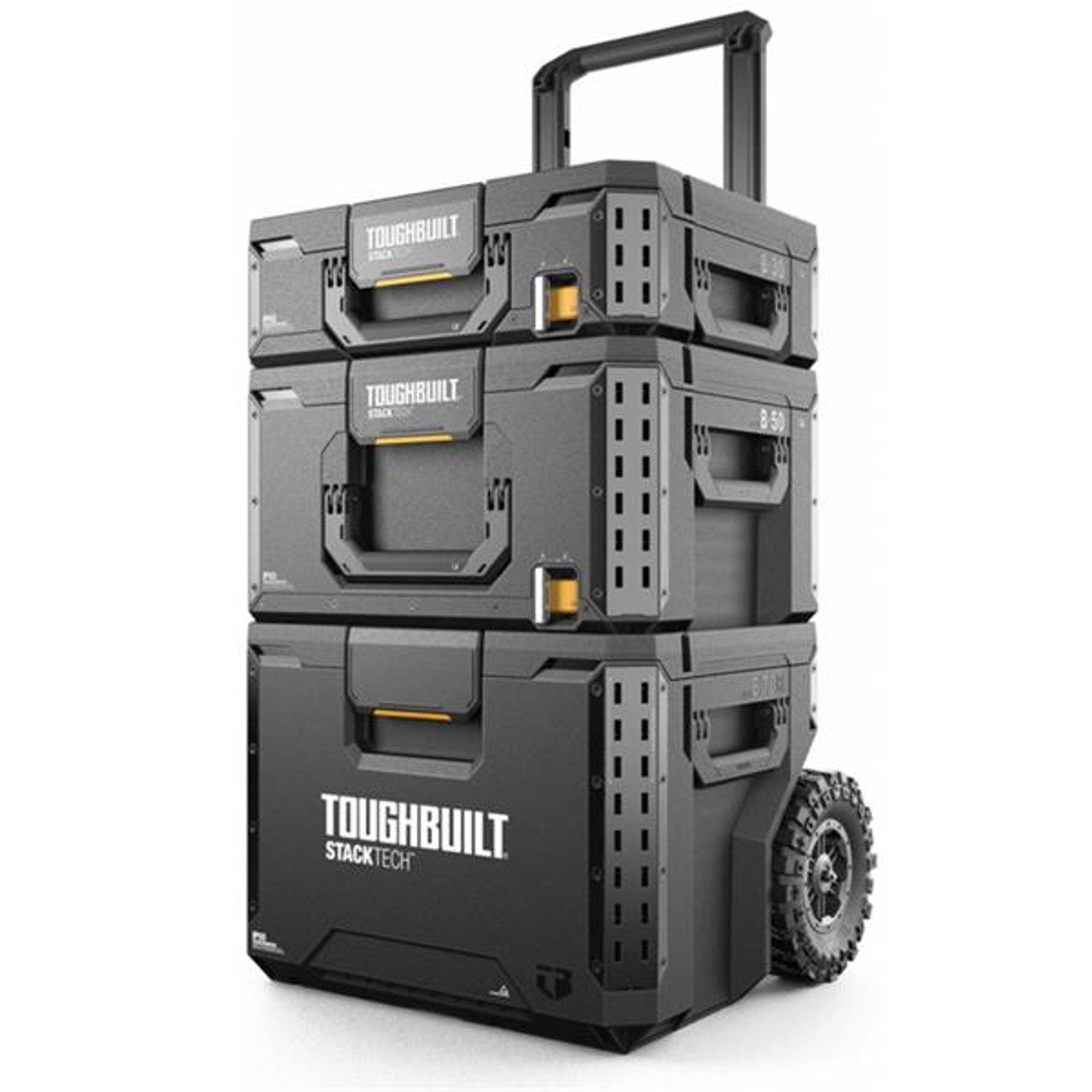 Stacktech Toughbuilt 3 Piece Rolling Tool Box Set