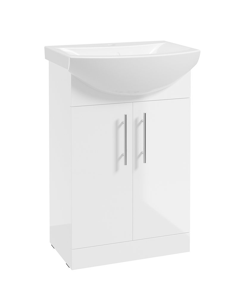Strata Classic 550mm Floorstanding 2 Door Vanity Unit Gloss White