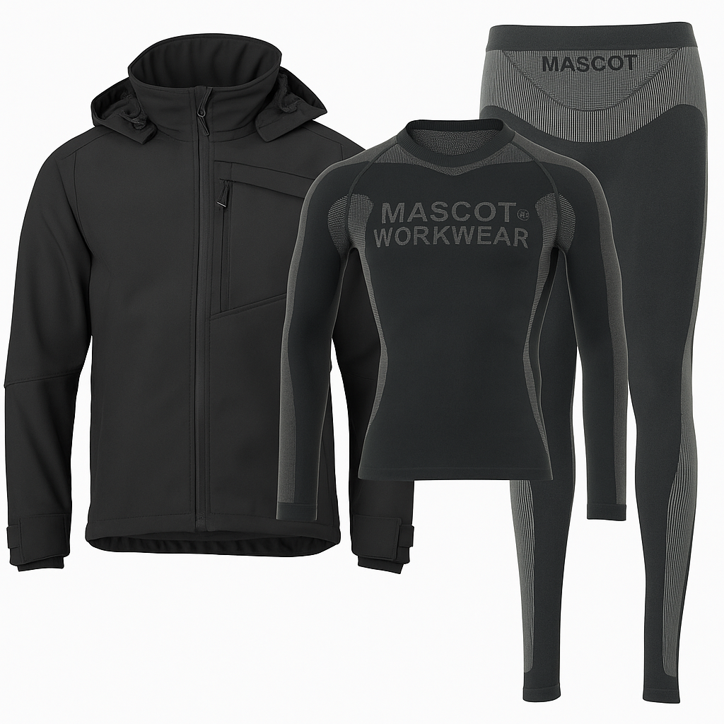Mascot 23102 Softshell Jacket with Hood Medium – Free Undershirt & Under Trousers