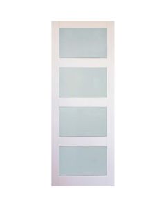 Indoors Kirkland Shaker 4 Panel Etched Glazed Door - White - 80 Inch x 34 Inch (2032mm x 864mm)