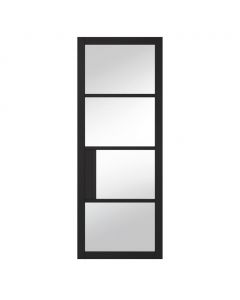 Indoors Portland 4 Panel Clear Glazed Black Door - 78 Inch x 30 Inch (1981mm x 762mm)