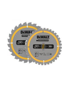 Dewalt Construction Circular Saw Blade Twin Pack - 165mm x 20mm - 24t 36t