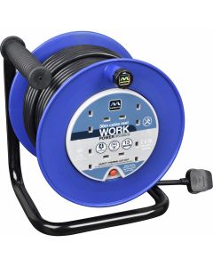 Masterplug 4 Skt  13a Open Cable Reel Extension Lead - Blue