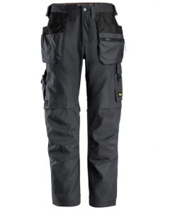 Snickers AW Stretch Canvas Trousers with Holster Pockets Steel Grey Size: W35 L32 