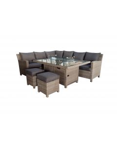 Verona 5 Piece Corner Garden Furniture Set With Firepit Table 