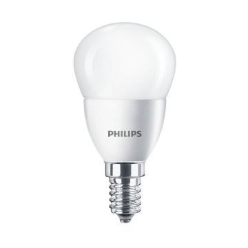 Philips LED 6W E14 Small Edison Screw Mini Globe Frosted Non-Dimmable Light Bulb - Warm White