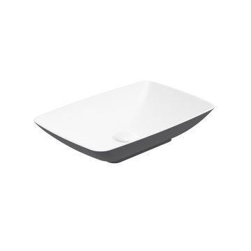 SKAL Rectangle 60cm Countertop Basin White-Midnight Grey & Waste