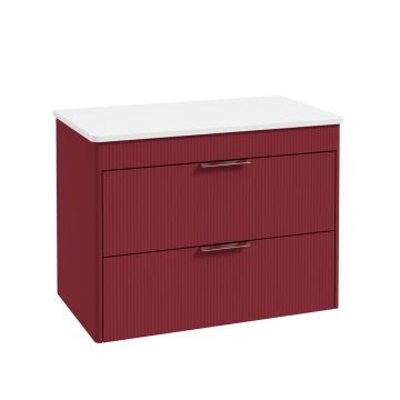 REED 80cm Wall Hung Two Drawer Vanity Unit Ruby Fern