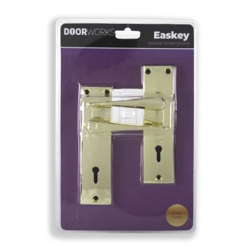 Door Works Easkey Handle On Backplate Brass