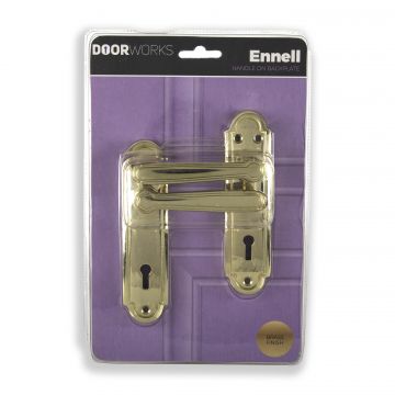 Door Works Ennell Handle On Backplate Brass