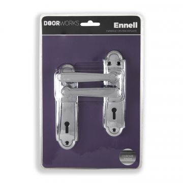 Door Works Ennell Handle On Backplate Chrome