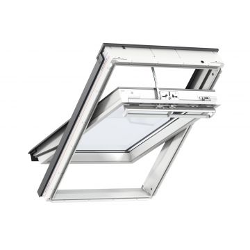 Velux Integra Electric Chrome Plated Centre Pivot Roof Window GGU UK04 007021u - White Poly - 1340mm x 980mm