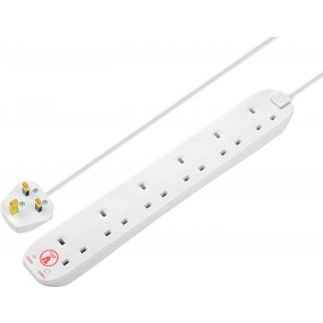 6 Socket Surge Protected Extension Lead 2m 13 Amp