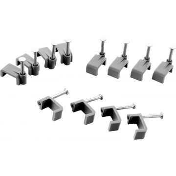 Grey Twin & Earth Cable Clips 4mm Qty 50