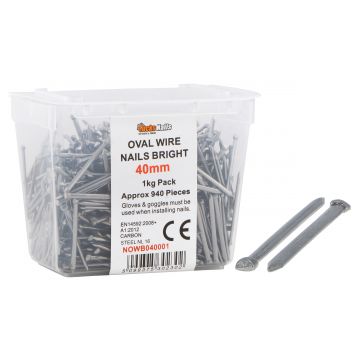 Oval Wire Nails Bright 40mm x 1kg Tub