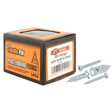 Plasterboard Hammer Fixing 4 x 30mm 100/box Hollow Wall