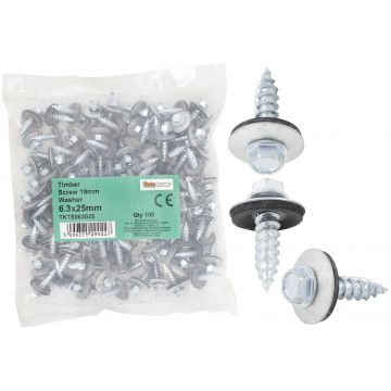 Timber Tek Screw 14 x 45 & Washer 100/Bag