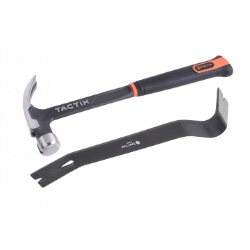 Tactix 16oz Claw Hammer & Pry Bar 380mm Set 