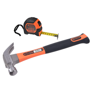 16oz Claw Hammer + 8m Tape Measure Tape Measure Auto-Lock