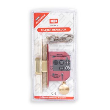 Union 5 Lever Strong Bolt Mortice Deadlock  2 1/2" - Brass - Y2105pl