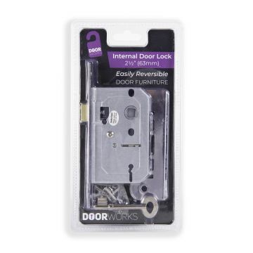 Door Works 2 Lever Internal Door Lock Blister Pack - Chrome - 2.5" - 63mm 