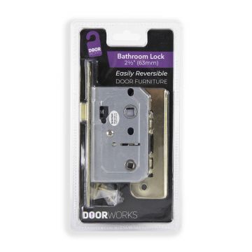 Door Works Bathroom Lock Blister Pack - Brass - 2.5" - 63mm 
