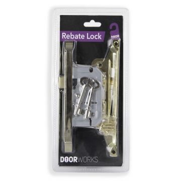 Door Works Rebated Lock Blister Pack - Brass - 63mm 