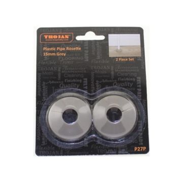 Trojan Plastic Radiator Pipe Covers - Grey - 15mm 2 Pack 