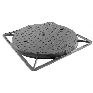 Wrekin Round Manhole Cover B125 600diax40mm High Square Frame 680 x 680 En124 : 2015