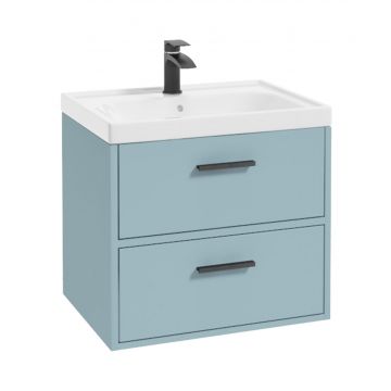 Finland Vanity Unit Matt Morning Sky Blue-Matt with Black Handles - 60cm 