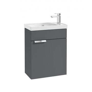 Stockholm Wall Hung Cloakroom Unit Chrome Handle Matt Midnight Grey - 50cm 